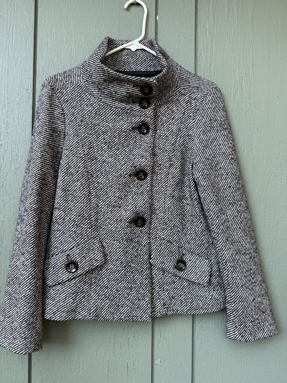 Vintage Elliott Lauren Black & White Tweed Swing Jacket — Size 6